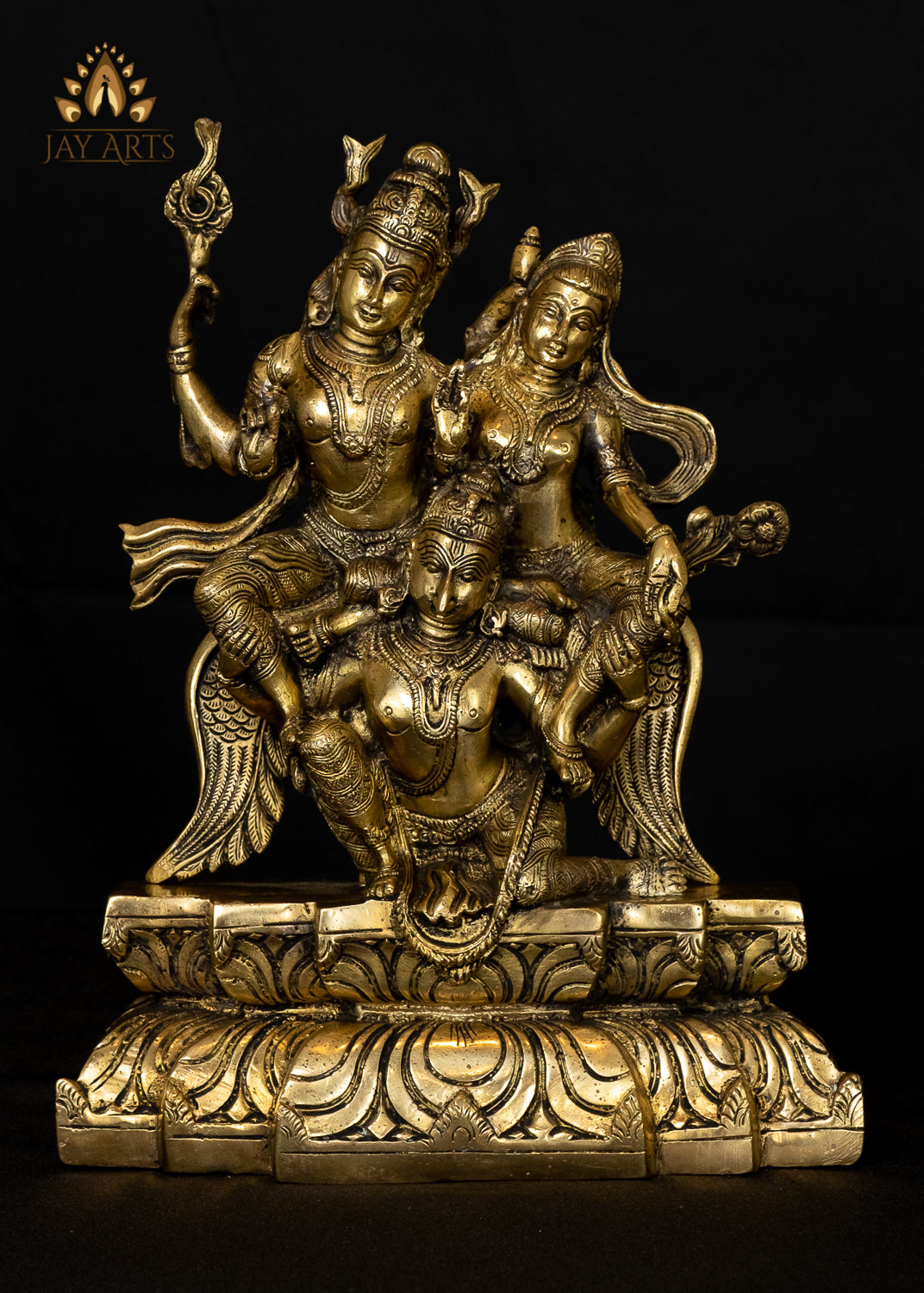 Lord Vishnu and Goddess Lakshmi on Garuda 12" Brass Statue