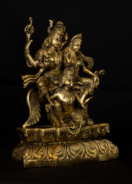 Lord Vishnu and Goddess Lakshmi on Garuda 12" Brass Statue