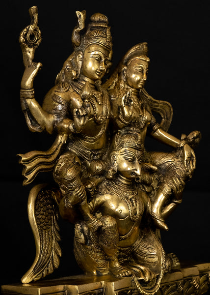 Lord Vishnu and Goddess Lakshmi on Garuda 12" Brass Statue