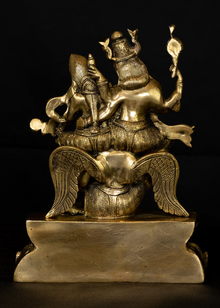 Lord Vishnu and Goddess Lakshmi on Garuda 12" Brass Statue