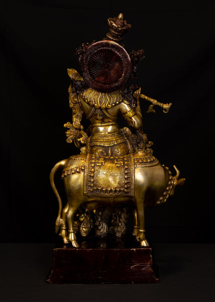 Lord Krishna - The Divine Flutist with a Cow