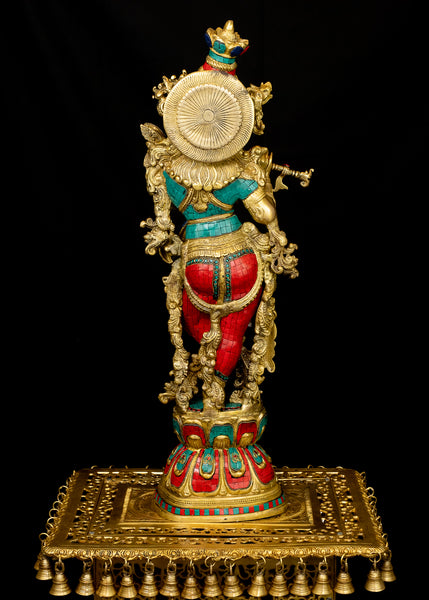 Sri Krishna 29" - The God of Compassion (Inlay antique yellow)