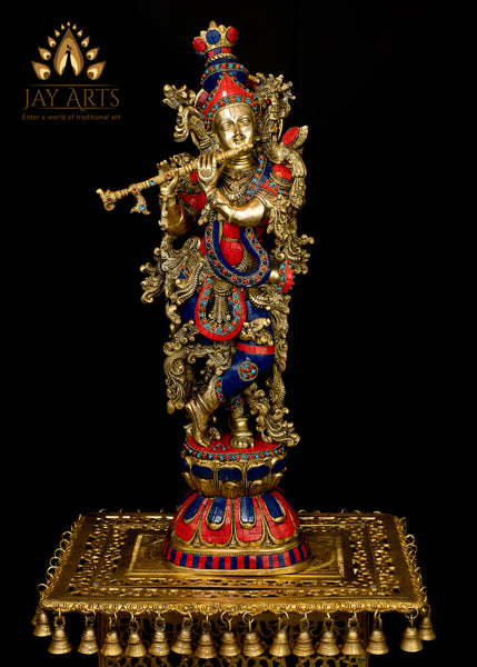 Sri Krishna 29" - The God of Compassion (Inlay antique)