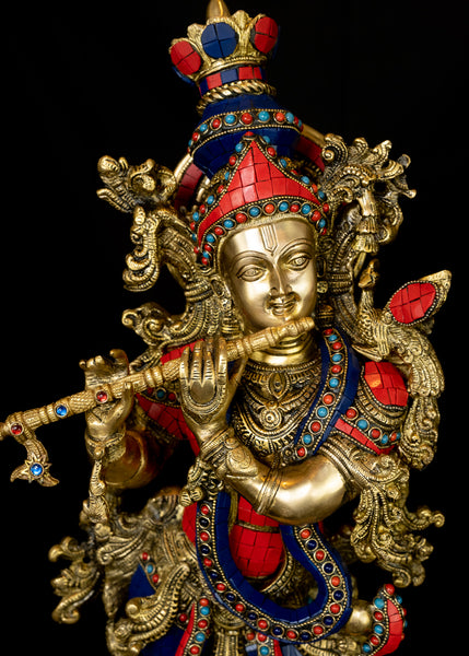 Sri Krishna 29" - The God of Compassion (Inlay antique)