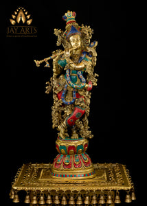 Sri Krishna 29" - The God of Compassion (Inlay antique yellow)