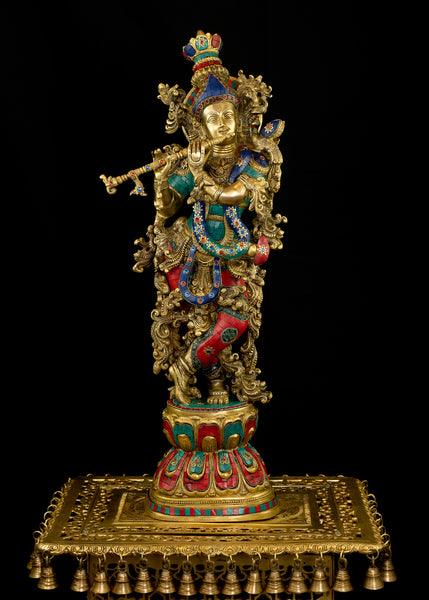 Sri Krishna 29" - The God of Compassion (Inlay antique yellow)
