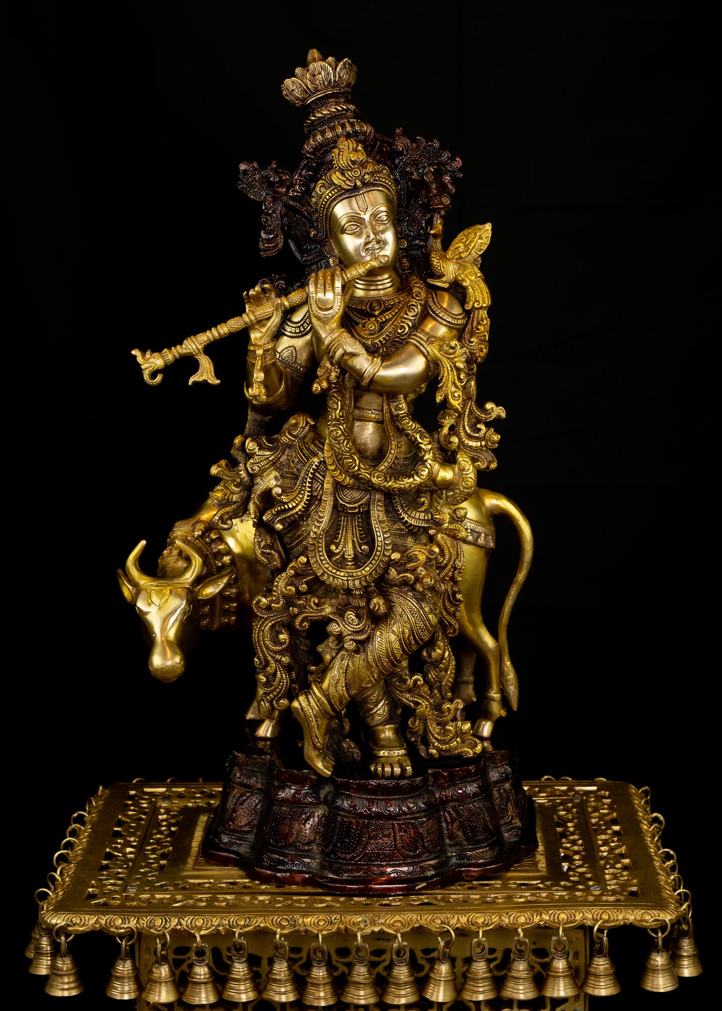 Lord Krishna - The Divine Flutist with a Cow