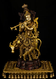 Lord Krishna - The Divine Flutist with a Cow