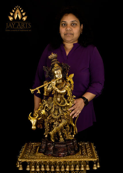 Lord Krishna - The Divine Flutist with a Cow