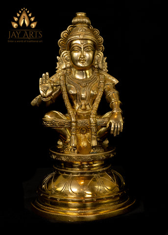 Lord Ayyappan (Hari Hara Putran) 12" - Brass Statue