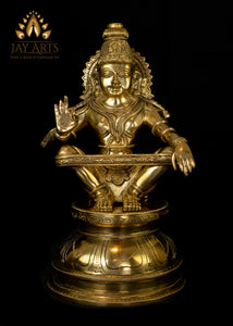 Lord Ayyappan also known as Manikandan 14" - Brass Statue