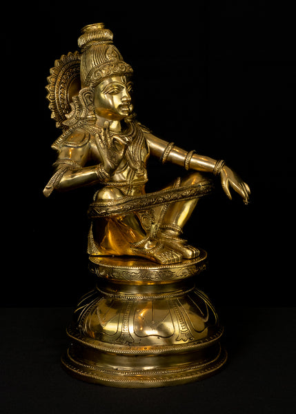Lord Ayyappan also known as Manikandan 14" - Brass Statue