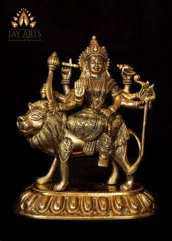 Goddess Durga Devi 8" Brass Statue
