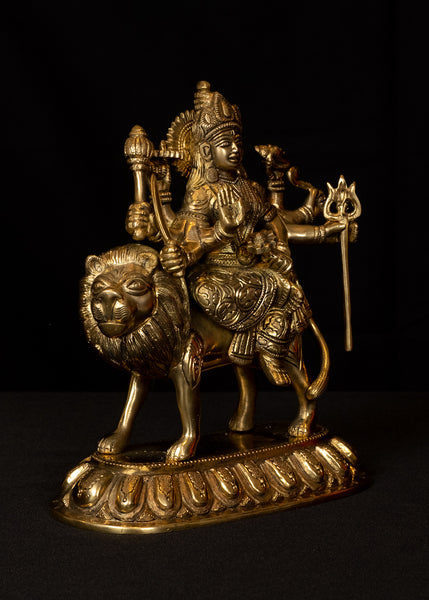 Goddess Durga Devi 8" Brass Statue