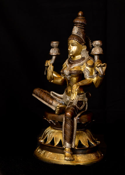 Goddess Lakshmi Devi seated on a Lotus (Antique brown)