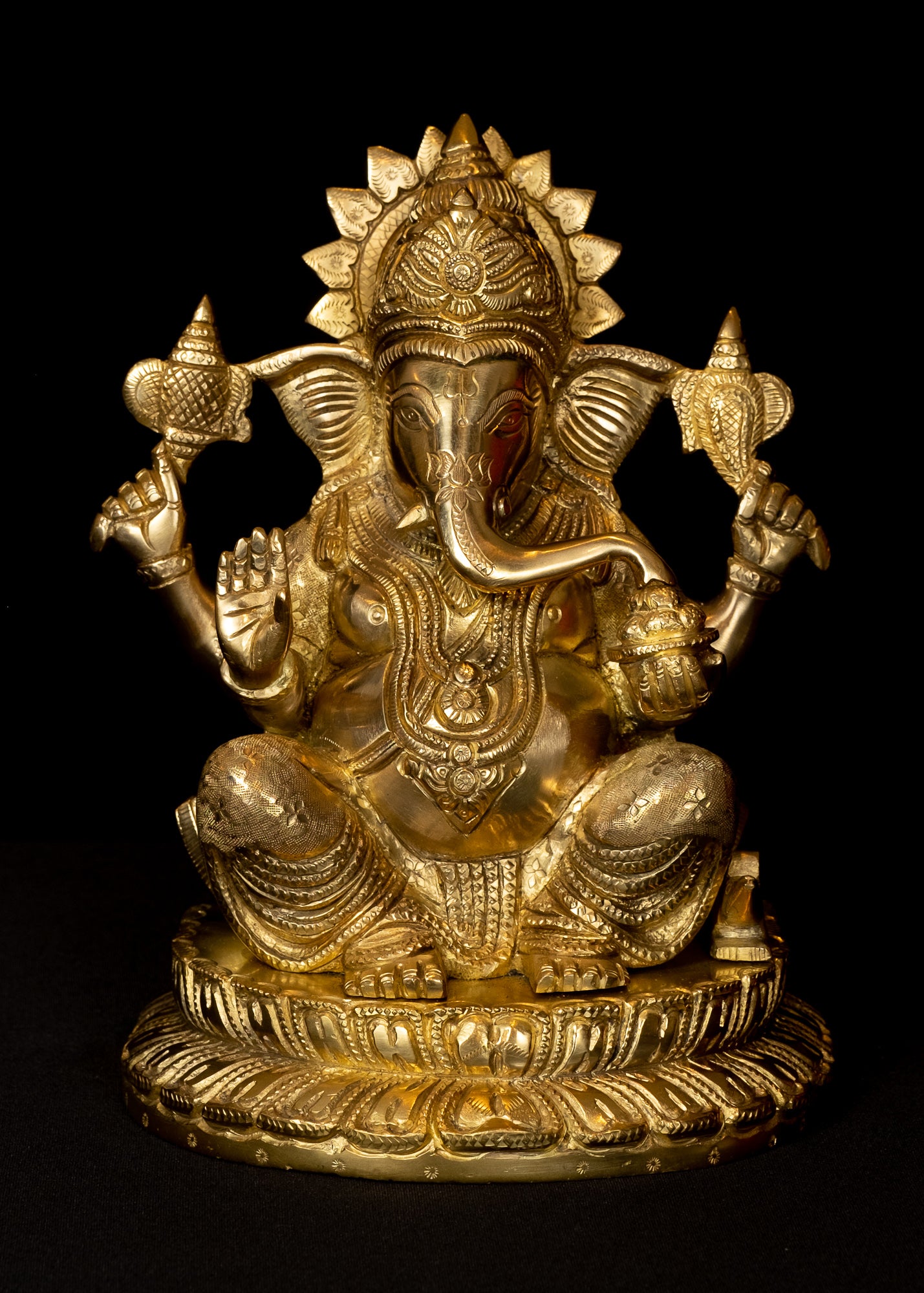 Ganapathi seated on a Full Bloomed Lotus