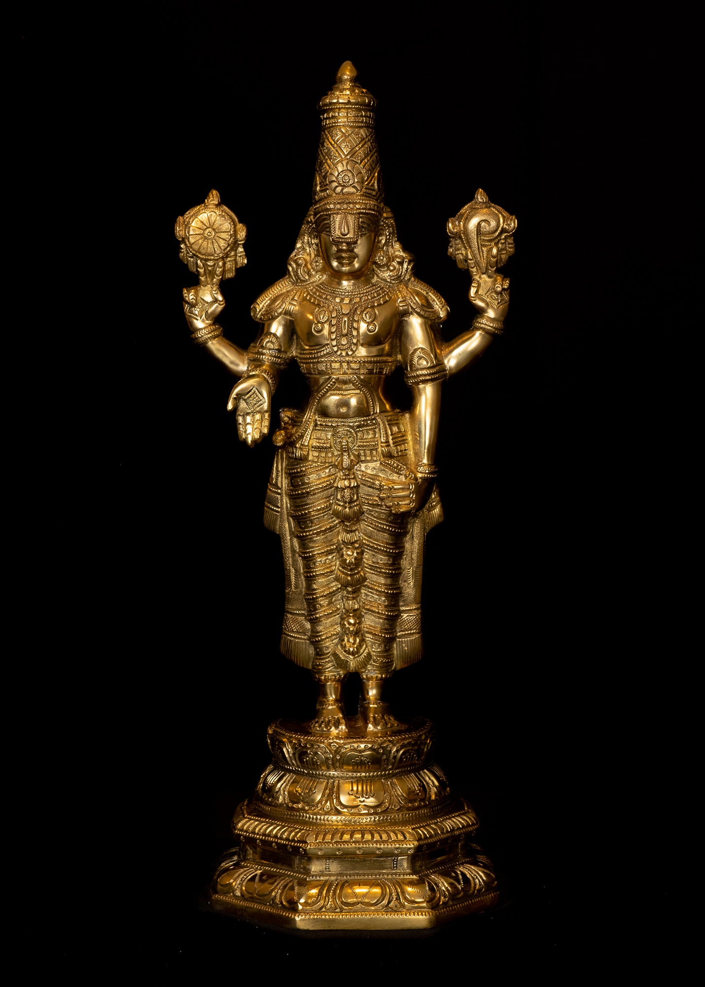 Lord Balaji Standing on a Double Lotus Pedestal