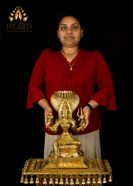 Goddess Mariamman 19" - Hindu Goddess of Rain and Protector (Kaval Deivam) - Brass Statue