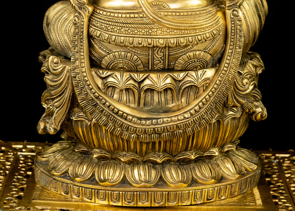 Raja Ganapathi seated on a raised Lotus Pedestal