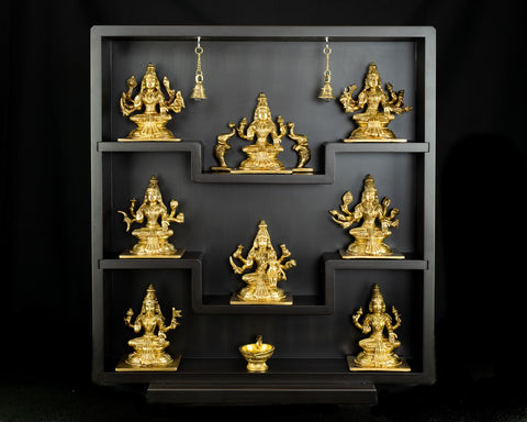 Ashta Lakshmi in a Wooden Frame (Square Panel)
