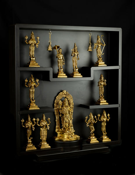 Dasavataram - Lord Vishnu and His Ten Incarnations in a wooden frame 23"