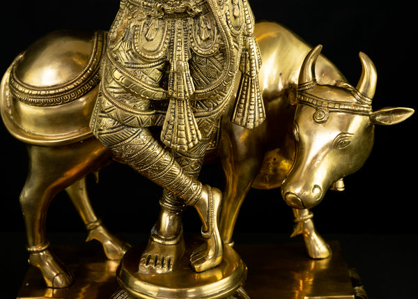 Lord Kesava with a Cow 25" Brass Statue