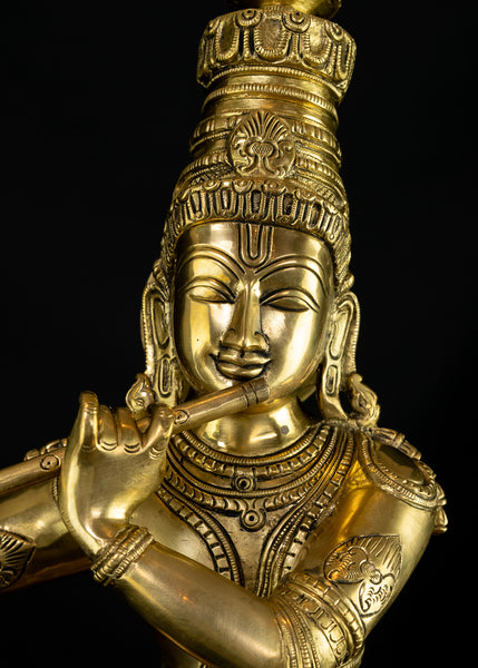 Lord Kesava with a Cow 25" Brass Statue