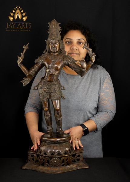 Lord Shiva as Chandrashekara (Lord of the Crescent Moon) - A Chola Style Sculpture