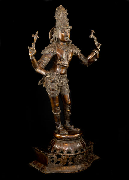 Lord Shiva as Chandrashekara (Lord of the Crescent Moon) - A Chola Style Sculpture