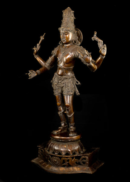 Lord Shiva as Chandrashekara (Lord of the Crescent Moon) - A Chola Style Sculpture