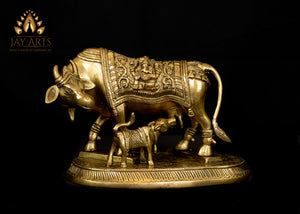 Cow and a Calf 6" Brass Statue