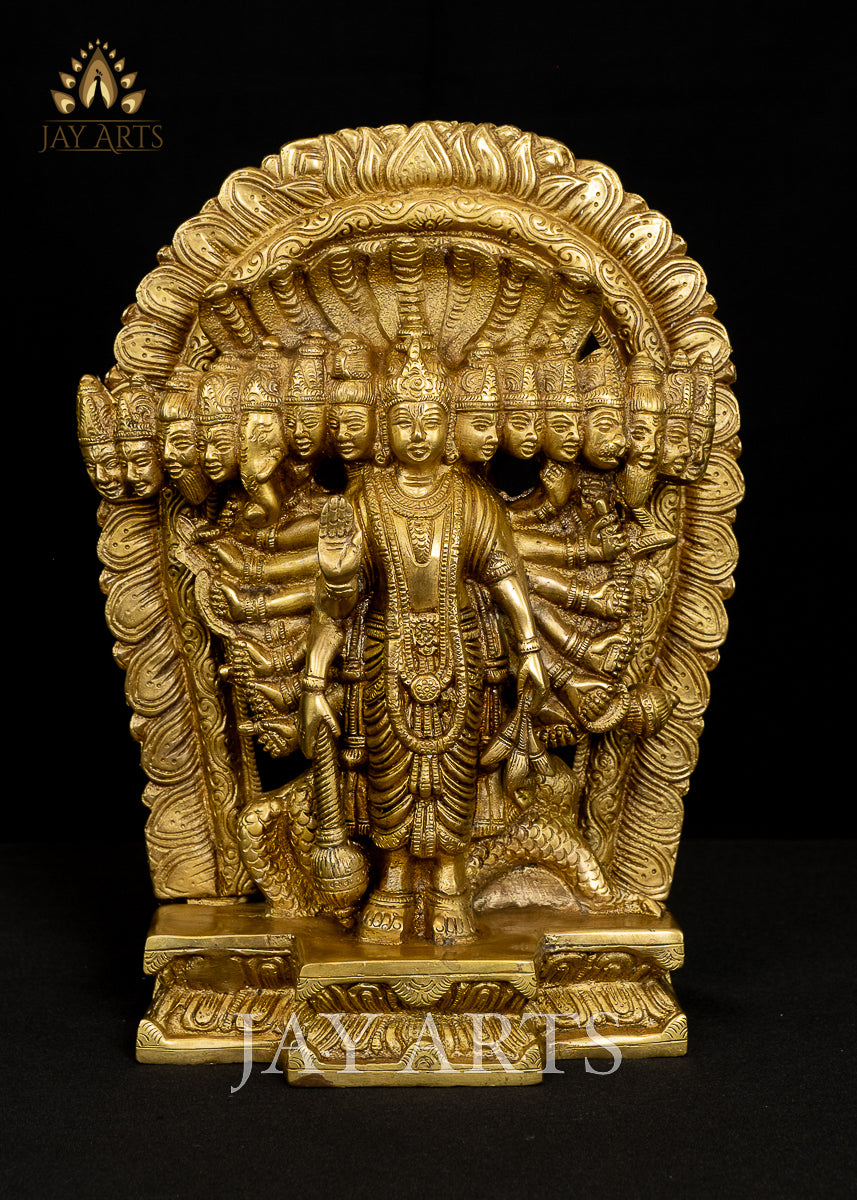 11" Vishwaroopa Vishnu - Brass Vishnu Statue