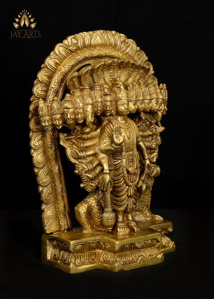 11" Vishwaroopa Vishnu - Brass Vishnu Statue