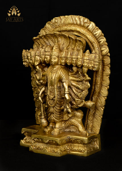 11" Vishwaroopa Vishnu - Brass Vishnu Statue