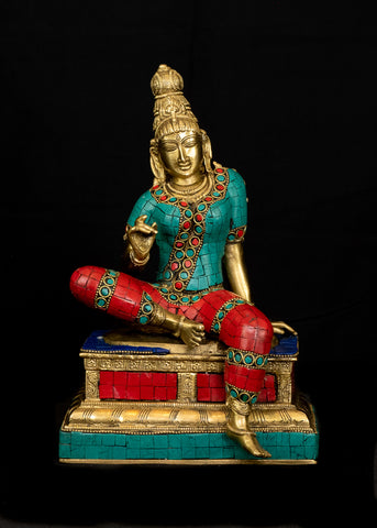 11" Goddess Parvathi Brass Statue