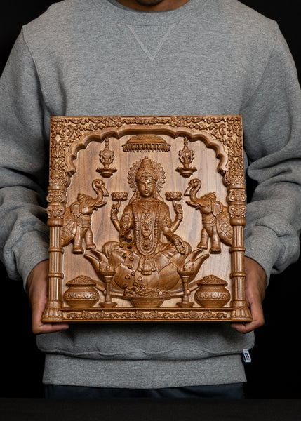 Goddess Lakshmi Ashwood Panel (12.0 inch)
