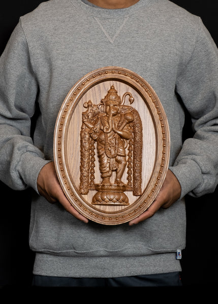 13” Adhyantha Prabhu (Half Ganesh Half Hanuman) in an Oval Frame