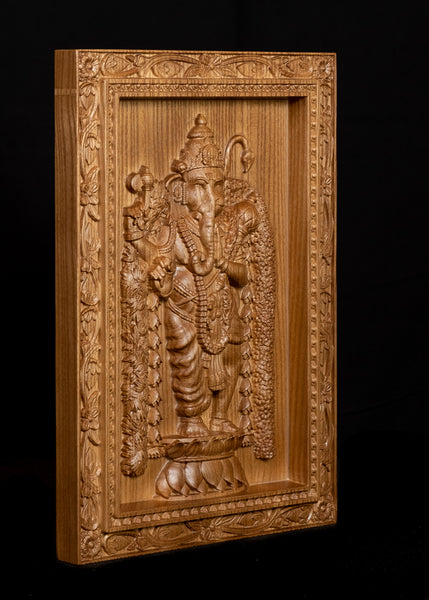 Adhyantha Prabhu (Half Ganesh Half Hanuman) in a Floral Frame