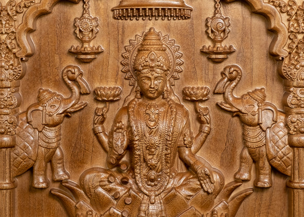 Goddess Lakshmi Ashwood Panel (12.0 inch)