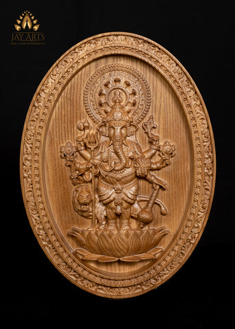 Shuba Drishti Ganapathi - Kan Drishti Pillayar Wood Panel (Oval frame)