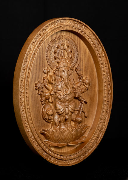 Shuba Drishti Ganapathi - Kan Drishti Pillayar Wood Panel (Oval frame)
