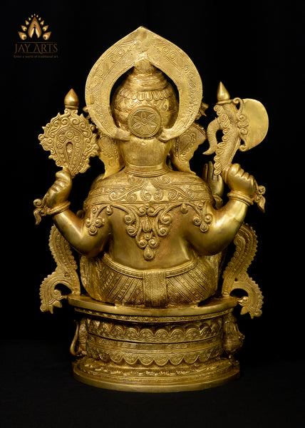 Lord Ganesh on OM pedestal - The Remover of Obstacles (Brass Statue 23.0")
