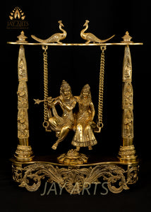 Radha Krishna on a Swing 18" - A Blissful Moment of the Soulful Couple