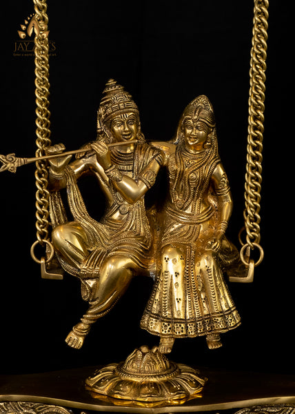 Radha Krishna on a Swing 18" - A Blissful Moment of the Soulful Couple