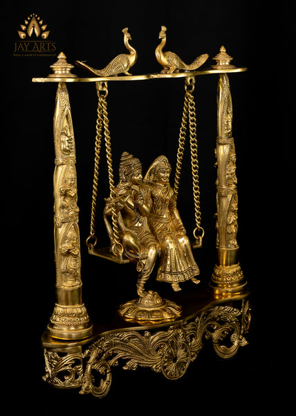 Radha Krishna on a Swing 18" - A Blissful Moment of the Soulful Couple