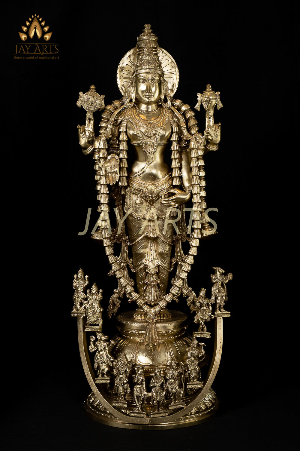 Srivaru (Lord Vishnu) and His Ten Incarnations - Bronze Statue 30"