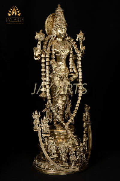 Srivaru (Lord Vishnu) and His Ten Incarnations - Bronze Statue 30"