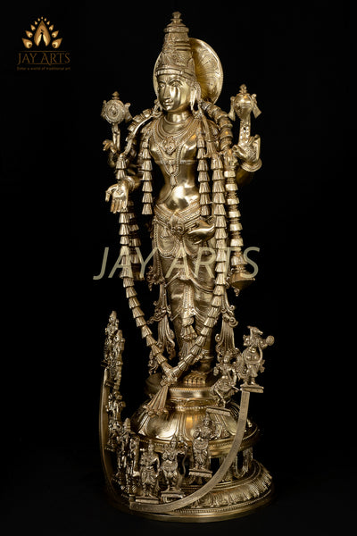 Srivaru (Lord Vishnu) and His Ten Incarnations - Bronze Statue 30"