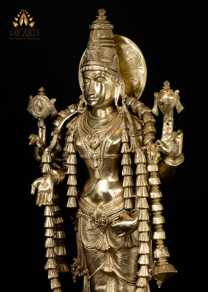 Srivaru (Lord Vishnu) and His Ten Incarnations - Bronze Statue 30"