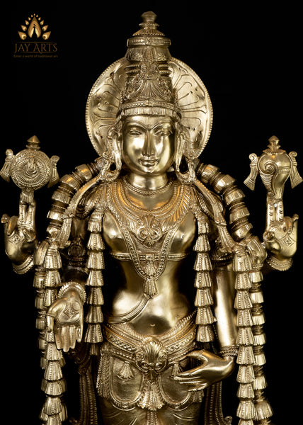 Srivaru (Lord Vishnu) and His Ten Incarnations - Bronze Statue 30"